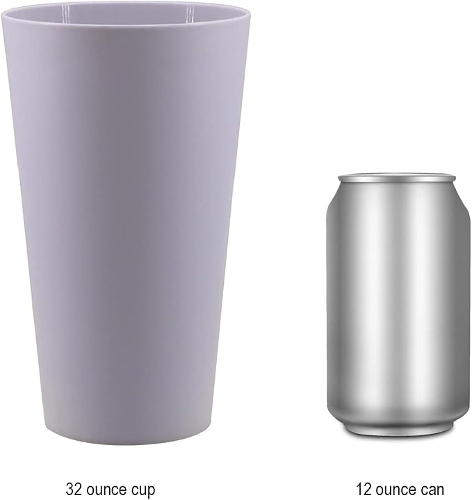 AOYITE 32 ounce Reusable Plastic Tumblers Set, BPA-Free and Dishwasher Safe - Image 7