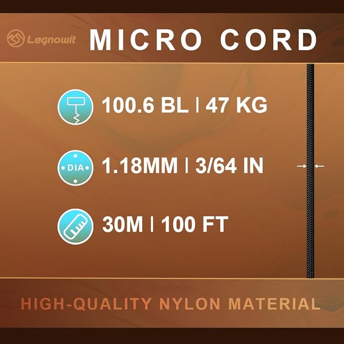 Micro Paracord, 2 Pack 1.18mm x 100ft Thin Mini Utility Braided Small Paracord - Image 3