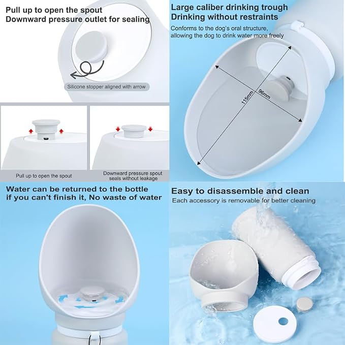 Foldable Portable Dog Water Bottle, 2 in 1 Integrated Collapsible Dog Water - Image 3