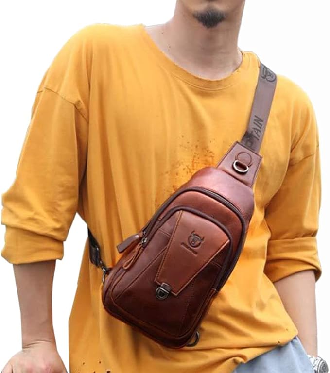 Hebetag Leather Sling Bag Crossbody Backpack - Image 4