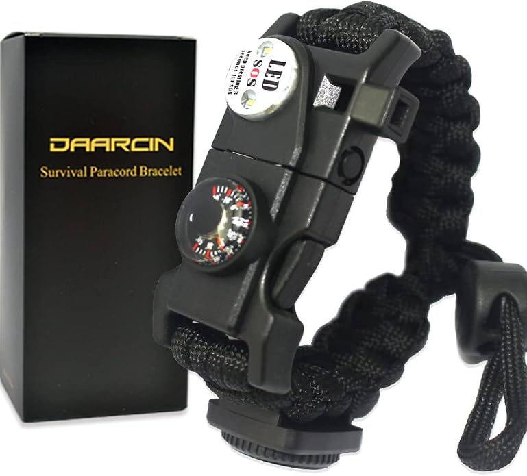 Survival Paracord Bracelet, Fire Starter, Waterproof SOS Light, Adjustable AK87 - Image 7