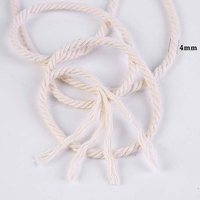 Macrame Cord 4mm x 220Yards 100% Natural Cotton Macrame Rope Cotton Cord - Image 3
