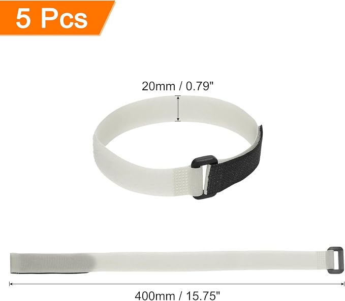 MECCANIXITY 5Pcs Reusable Battery Tie Down Straps, 0.8x16" Grey Nylon - Image 2