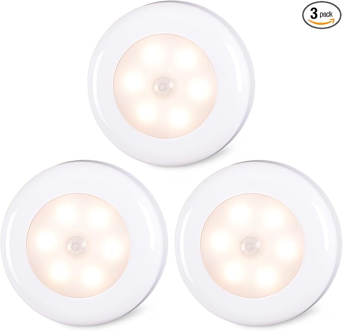 STAR-SPANGLED 3 Pack 2.8” Motion Sensor Lights Indoor AAA Battery Operated by STAR-SPANGLED