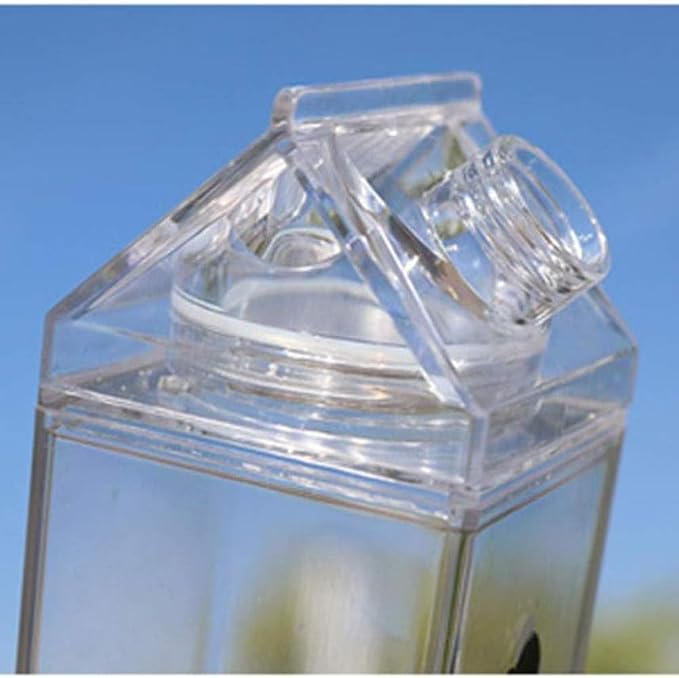 Jinberry 500ml/17Oz Cute Clear Milk Carton Water Bottle Portable Drinkware - Image 3