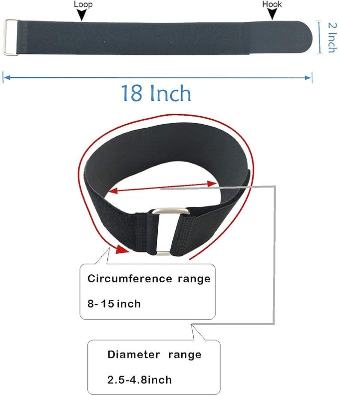 YiwerDer 6Pcs 18" x 2" Nylon Heavy Duty Reusable Hook and Loop Cinch Straps - Image 2
