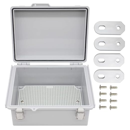Electrical Junction Box with Mounting Plate, Hinged Cover Stainless Steel by AIRTAK