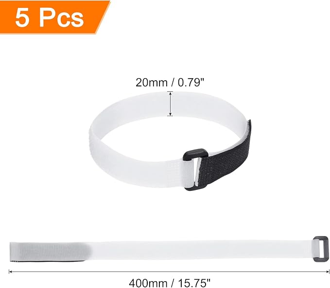 MECCANIXITY 5Pcs Reusable Battery Tie Down Straps, 0.8x16" White Nylon - Image 2