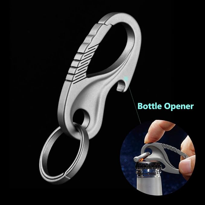 TISUR Titanium Carabiner Keychain Clip, Anti-Lost Key Ring Holder, Self-Locking - Image 3