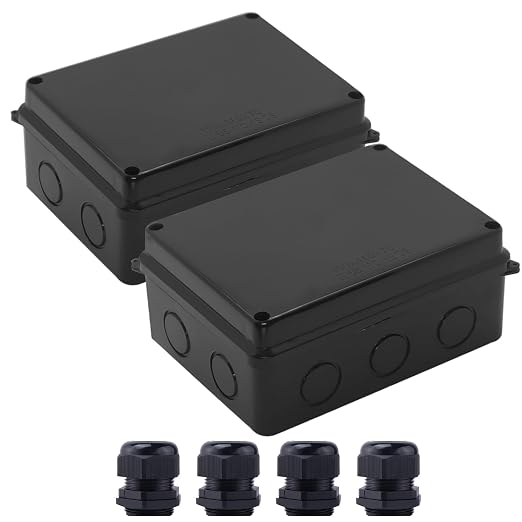 Electrical Box, ABS Plastic Project Box Power Cord Enclosure Black 5.9 x 4.3 x by LuSumtly