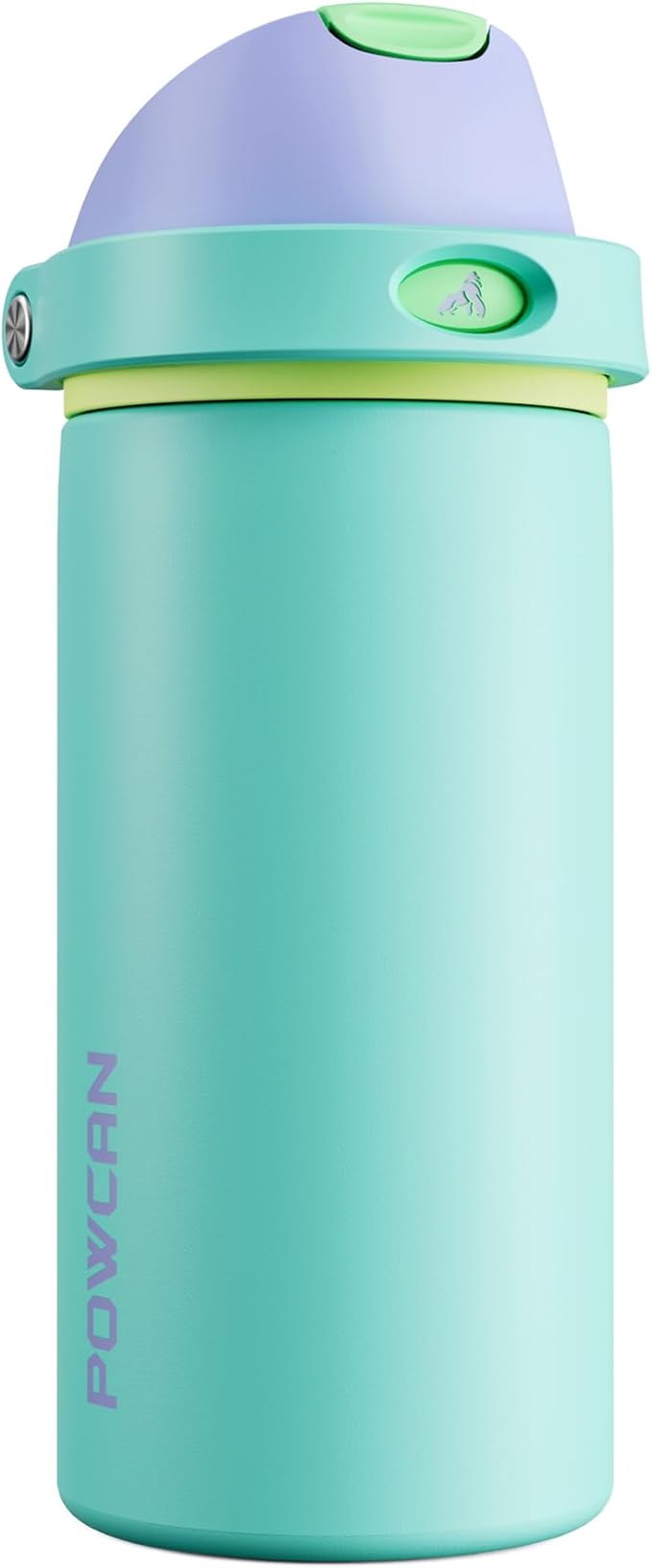 POWCAN 18 oz Insulated Water Bottle: 2-in-1 Push-Button Spout & Quick-Flip Straw by POWCAN