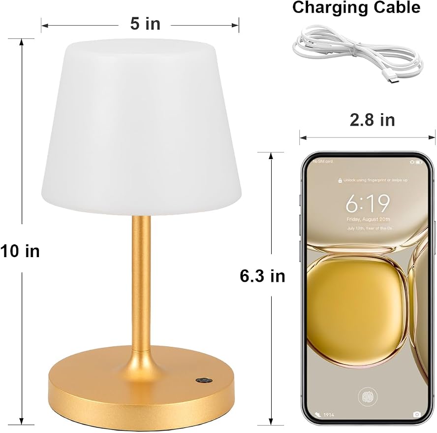 Kakanuo Gold Cordless Shower Lamp Waterproof, Rechargeable Cordless Lamp - Image 6