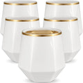 Oojami 40 Pack Diamond Stemless Plastic Wine Glasses Gold Rim, 12 Oz Disposable by Oojami