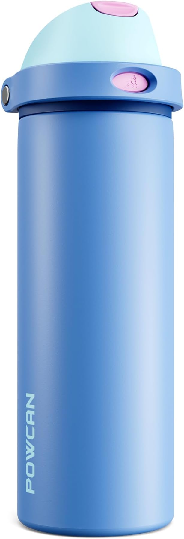 POWCAN 24 oz Metal Sports Water Bottle: 2-in-1 Push-Button Spout & Quick-Flip by POWCAN