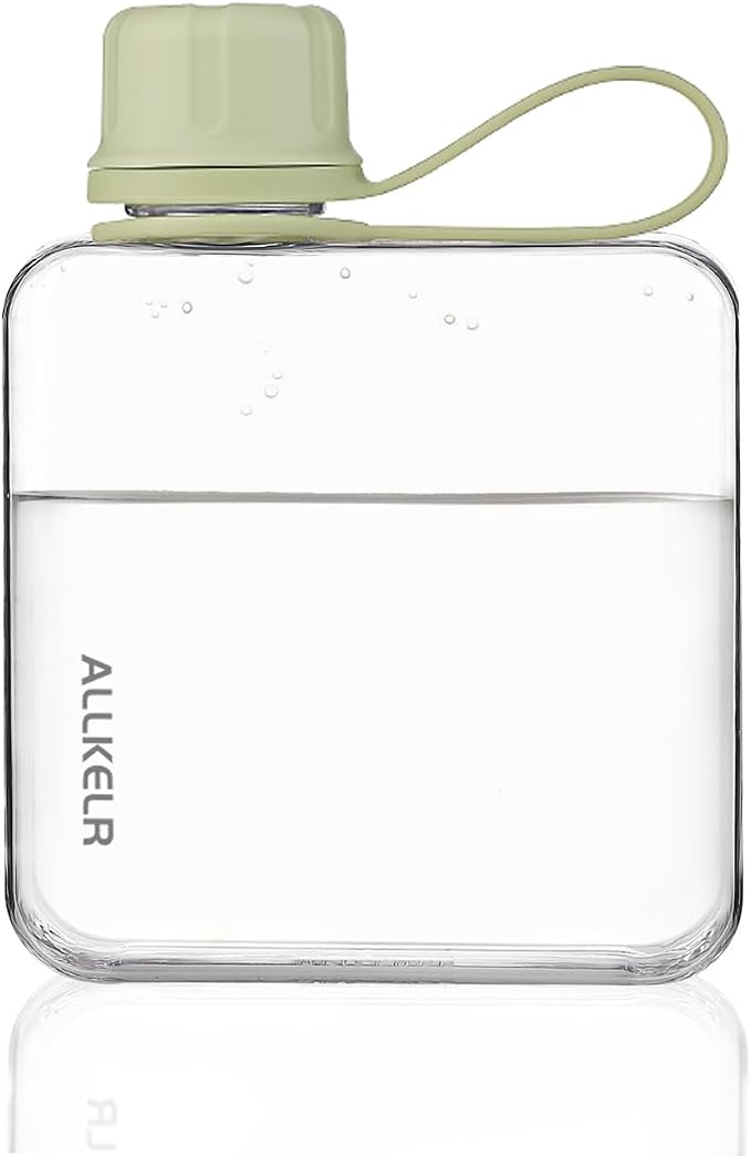 Portable Flat Water Bottle, BPA Free Reusable Tritan Plastic Travel Water by ALLKELR