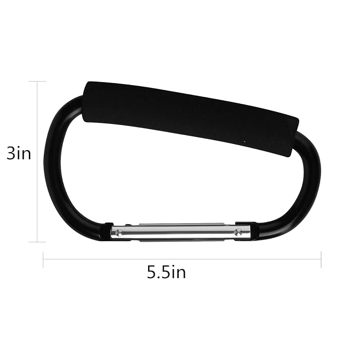 4 Pack Large Carabiner 5.5" D Style Click and Carry Bag Carrier Stroller Hooks - Image 2
