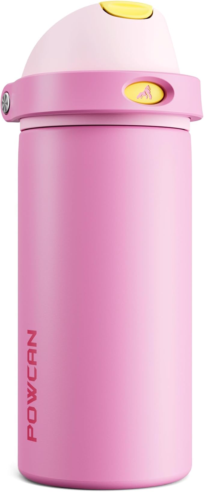 POWCAN 18 oz Steel Water Bottle: 2-in-1 Push-Button Spout & Quick-Flip Straw by POWCAN