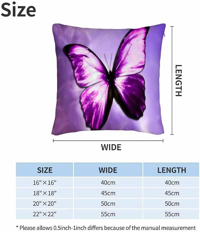 Purple Butterfly Couch Pillow Covers 18 X 18 Vibrant Magical Nature Insect Set - Image 6