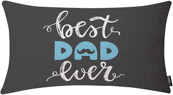 EKOBLA Happy Father's Day Lumbar Pillow Cases Best Dad Ever Mustache Beard by EKOBLA