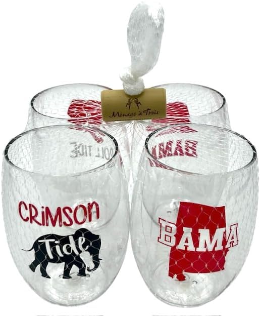 Wine-Oh! Set of 4 Shatterproof Designer 16 oz Plastic Wine Glasses MADE in the - Image 2
