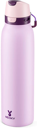 Meoky 24 oz Stainless Steel Slim Water Bottle: Leak Proof Locking Lid, 2-in-1 by MEOKY