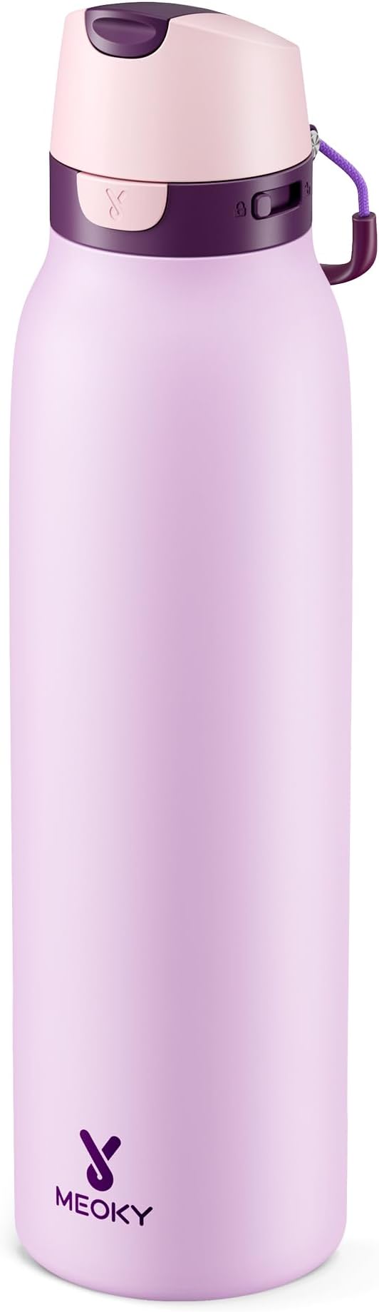 Meoky 24 oz Stainless Steel Slim Water Bottle: Leak Proof Locking Lid, 2-in-1 by MEOKY