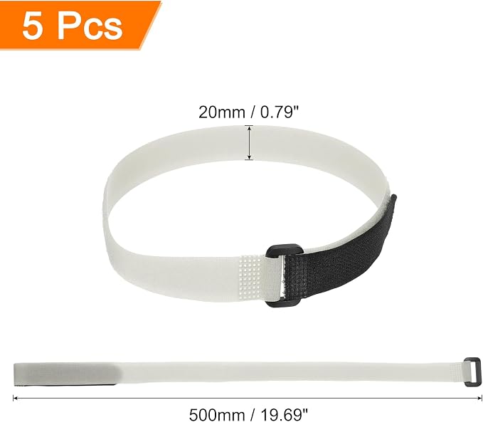 MECCANIXITY 5Pcs Reusable Battery Tie Down Straps, 0.8x20" Grey Nylon - Image 2