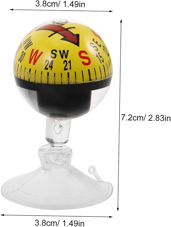 Car Guide Ball Compass with Strong Suction Cup 2.83In Portable Vehicle Compass - Image 2