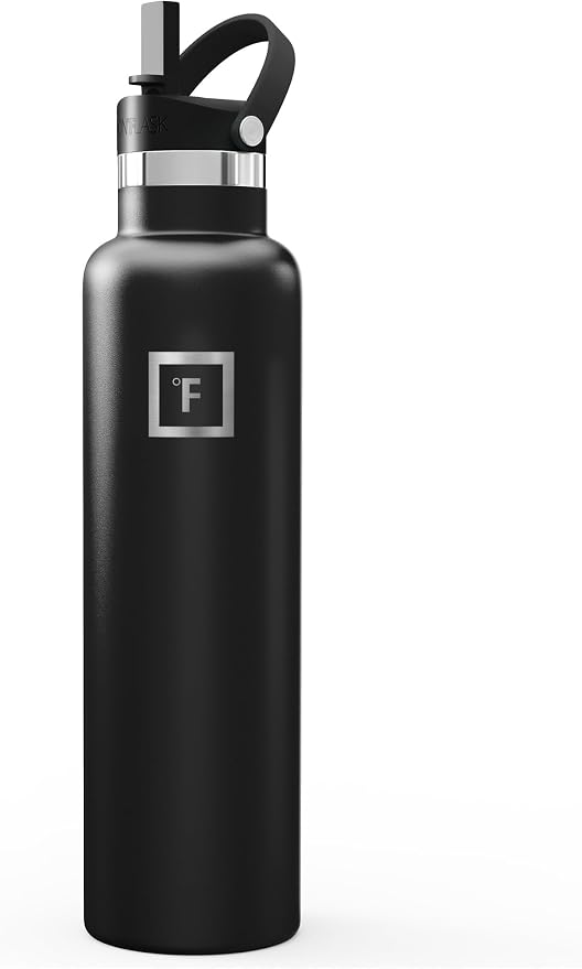 IRON °FLASK Camping & Hiking Hydration Flask - 24 oz Midnight Black by IronFlask