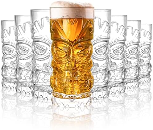 Hacaroa 8 Pack 17 Oz Plastic Tiki Cups, Mixed Drinks, Modern Bar, Restaurant by Hacaroa