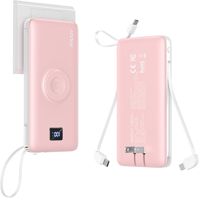 Portable Charger Built-in Cables, AC Wall Plug and Magnetic Wireless iWatch by ANOUV
