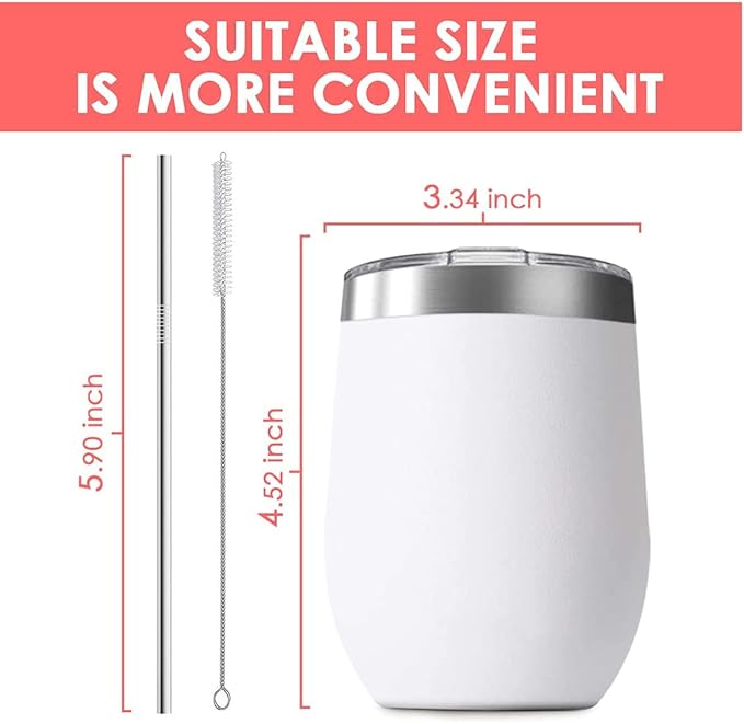 8 Pack 12 oz Stainless Steel Wine Tumbler - Image 3
