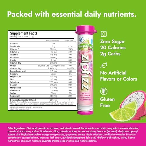 Zipfizz Daily Energy Drink Powder, Dragon Fruit Lime, 20 Pack | 3-in-1 - Image 2