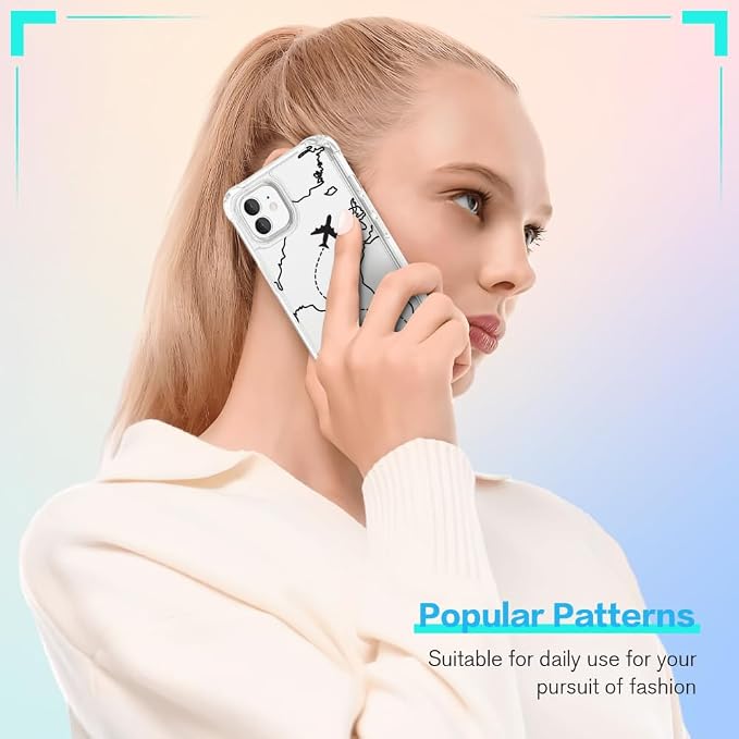 FANXI Minimalist Airplane Travel Map Phone Case Compatible - Image 5