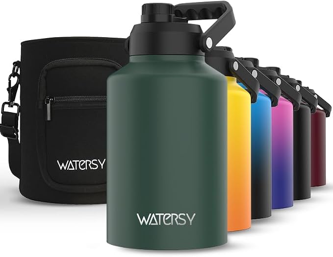 WATERSY 1 Gallon Water Bottle Insulated, BPA Free&Leak Proof, 128oz Stainless by Watersy