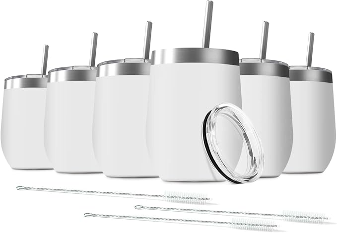 6 Pack 12 oz Stainless Steel Stemless Wine Tumbler by Deitybless
