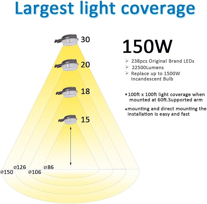 LED Barn Light 150W, Dusk to Dawn Outdoor Yard Light - Image 4