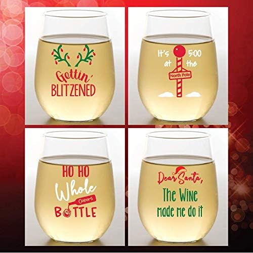 Set of 4 Shatterproof Designer 16 oz Plastic Wine Glasses MADE in the USA - Image 5