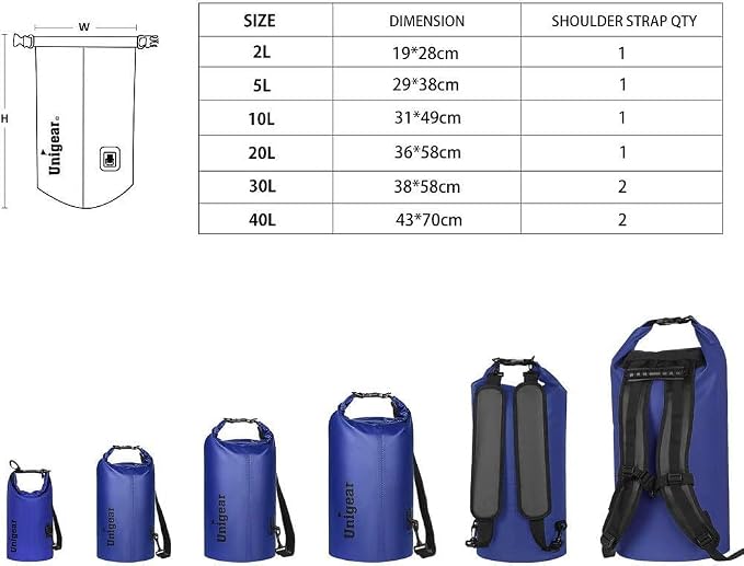 Unigear Dry Bag Waterproof, 2L/5L/10L/20L/30L/40L Floating and Lightweight Bags - Image 4