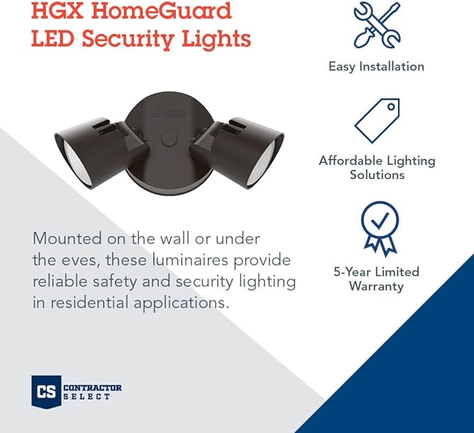 Lithonia Lighting HomeGuard 2-Light LED Outdoor Flood Lights, Wall or Ceiling - Image 2