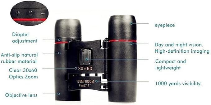 30x60 Portable Mini Binoculars, Wide View Angle Folding Binoculars Telescope - Image 3