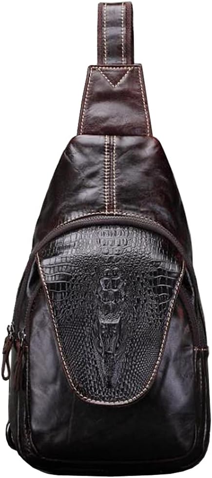Leather Sling Bag Crossbody Backpack by Hebetag