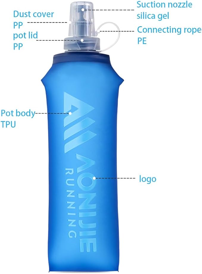 AONIJIE TPU Soft Flask Water Bottle Collapsible Running Flask - Image 4