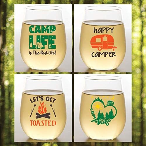 Set of 4 Shatterproof Designer 16 oz Plastic Wine Glasses MADE in the USA by Unknown
