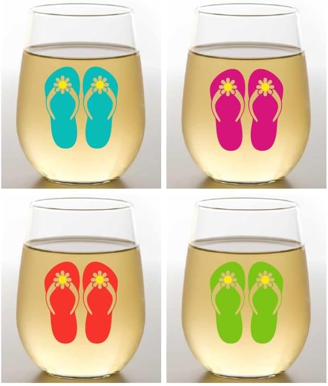 Set of 4 Shatterproof Designer 16 oz Plastic Wine Glasses MADE in the USA by Unknown