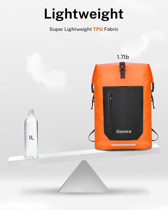 Gonex Ultralight Waterproof TPU Backpack, 35L Roll Top Dry Bag - Image 3