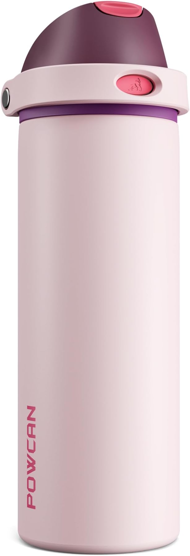 POWCAN 24 oz Stainless Steel Water Bottle: 2-in-1 Push-Button Spout & by POWCAN