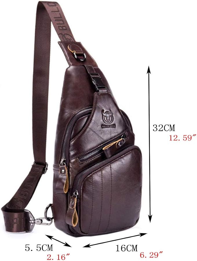 Hebetag Leather Sling Bag Crossbody Backpack - Image 8