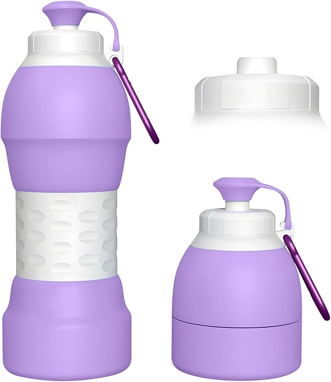 Collapsible Lightweight 20oz Water Bottle, Food-Grade Silicone BPA Free by Unknown