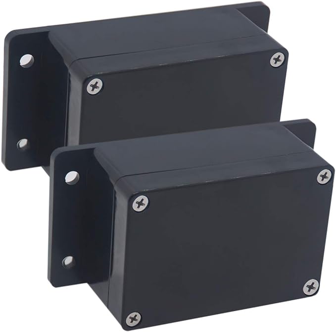 2 Pack Project Box IP65 Waterproof Junction Box ABS Plastic Black Electrical by Raculety